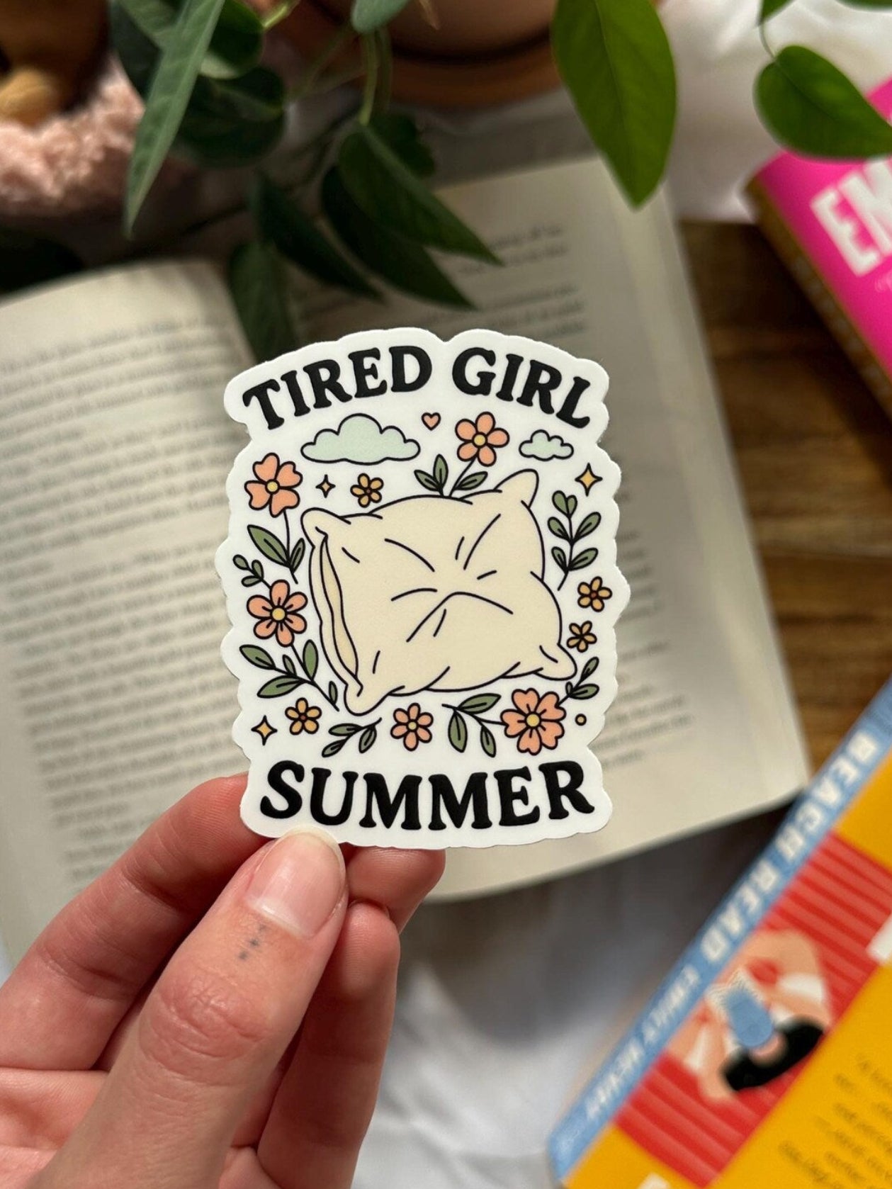 Tired Girl Summer Sticker