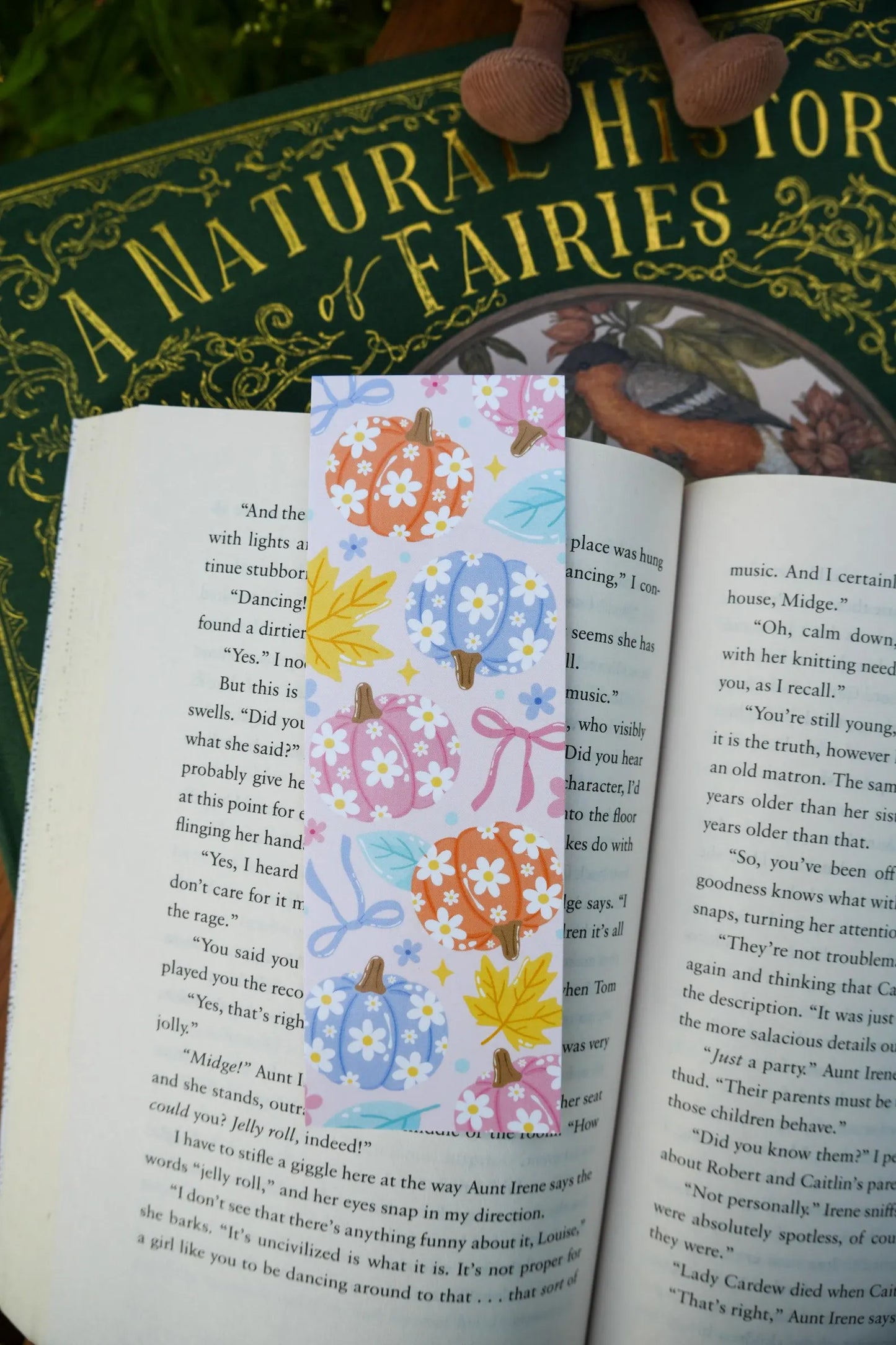 Pastel Floral Pumpkin Bookmark