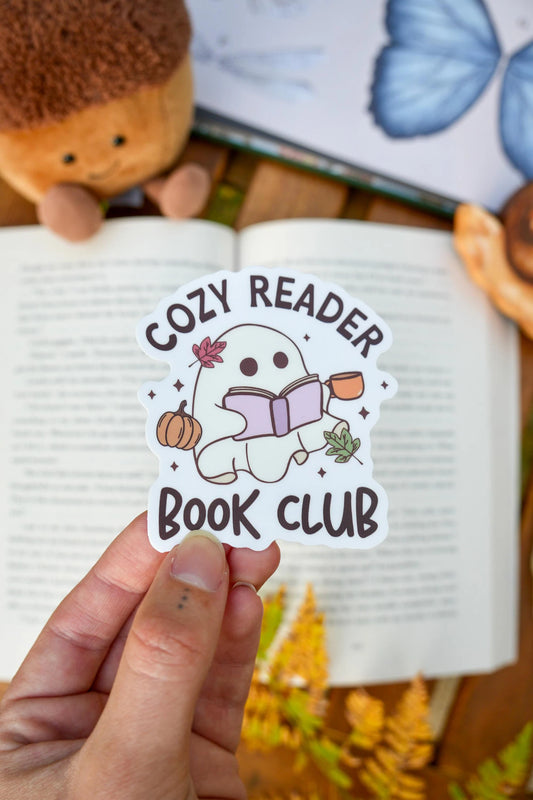 Cozy Reader Book Club Ghost Sticker