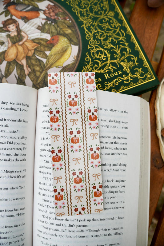 Pumpkin and Bow Pattern Bookmark
