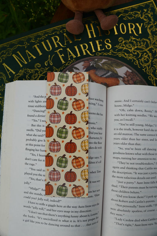 Plaid Pumpkin Pattern Bookmark