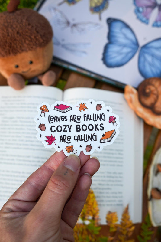 Leaves are Falling, Cozy Books are Calling Sticker