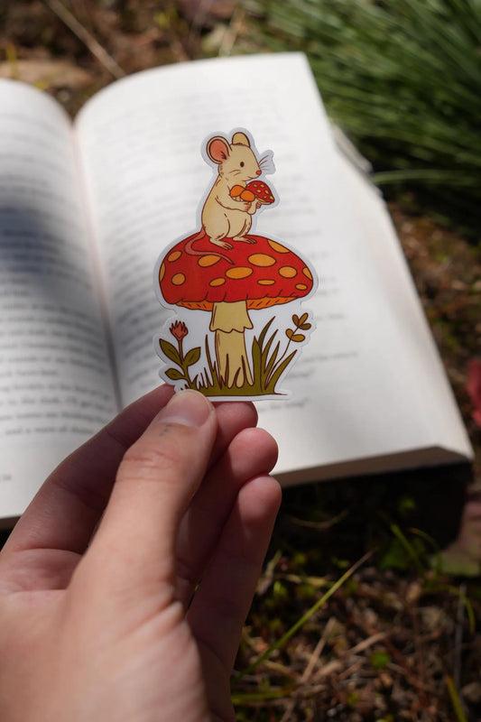 Mouse on a Toadstool Mushroom Sticker