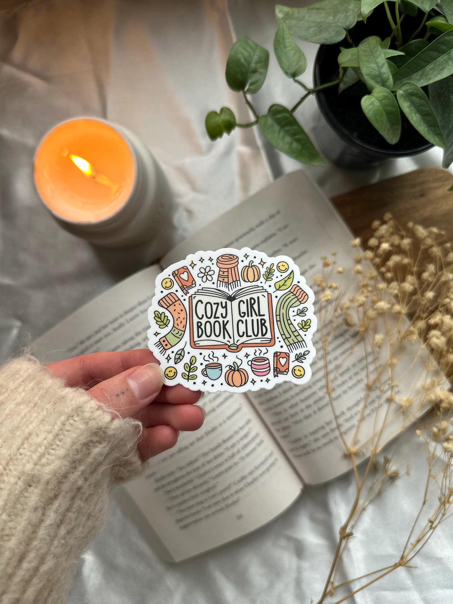 Cozy Girl Book Club Vinyl Sticker