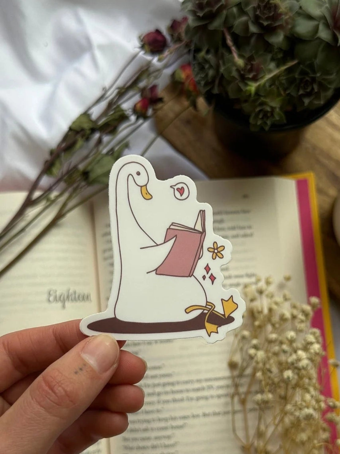 Goose Reading Sticker