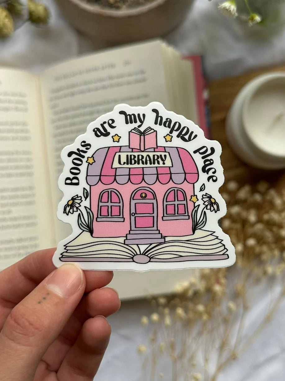 Books are my Happy Place Library Sticker
