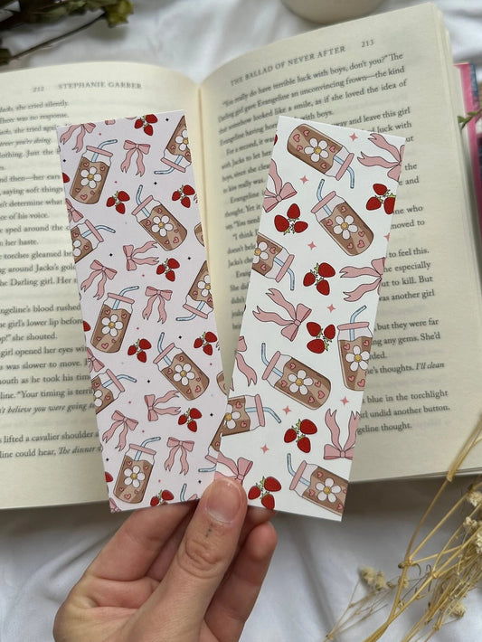Iced Coffee, Strawberries and Bow Bookmark
