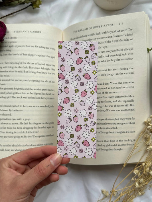 Pastel Strawberries and Flowers Bookmark