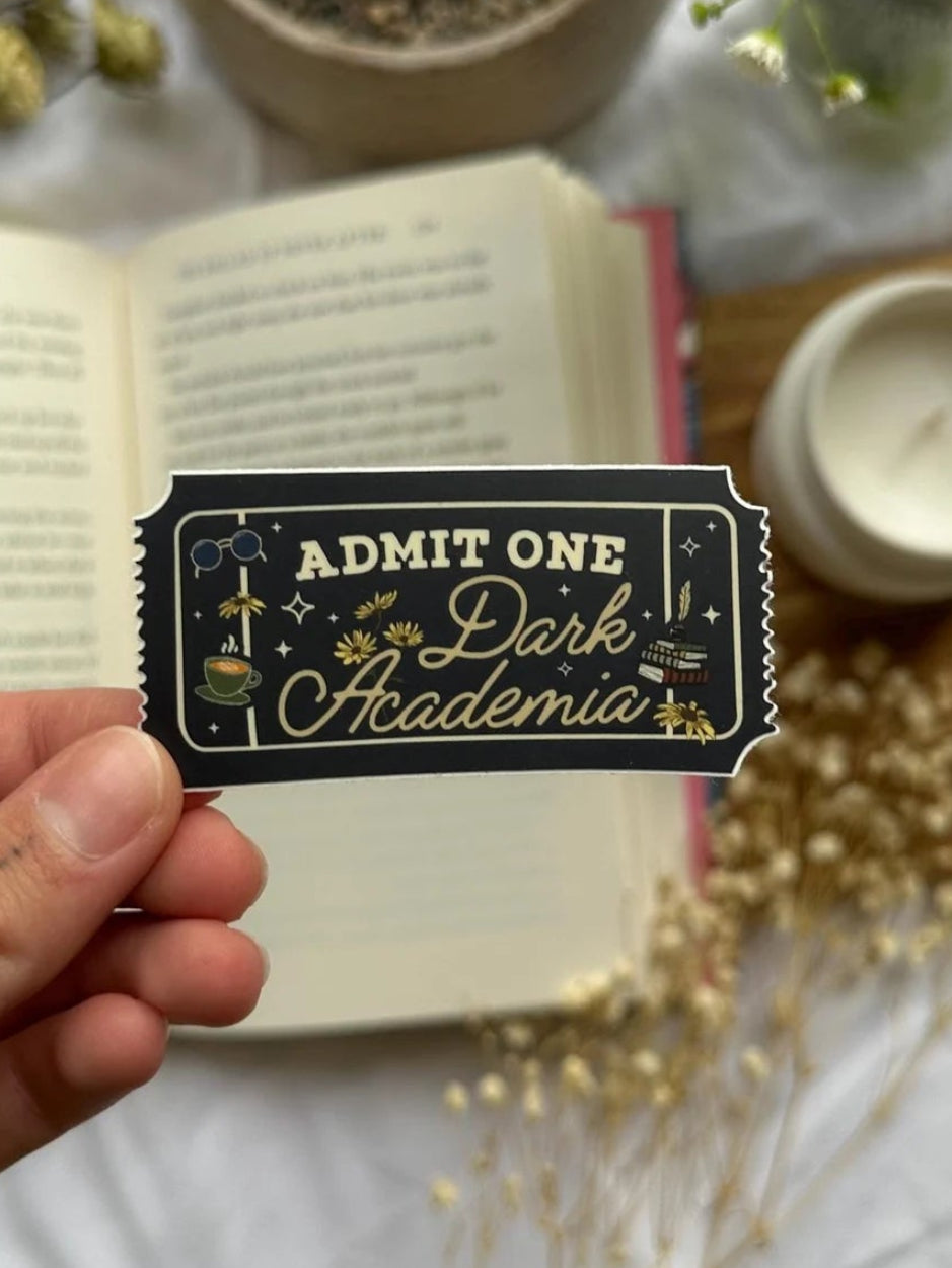 Admit One Dark Academia Ticket Sticker