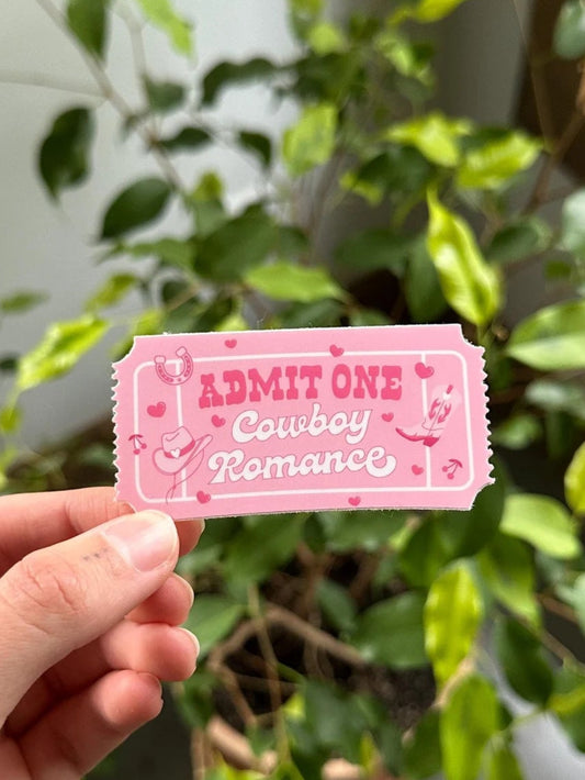 Admit One Cowboy Romance Ticket Sticker