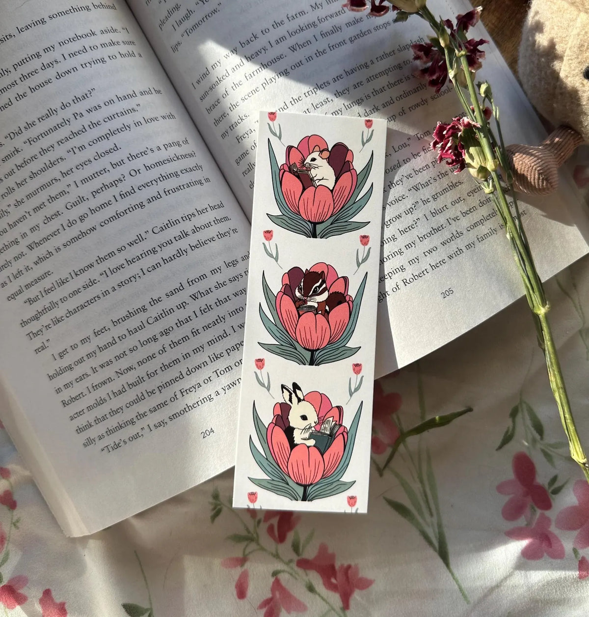 Tulip Animals Reading Bookmark