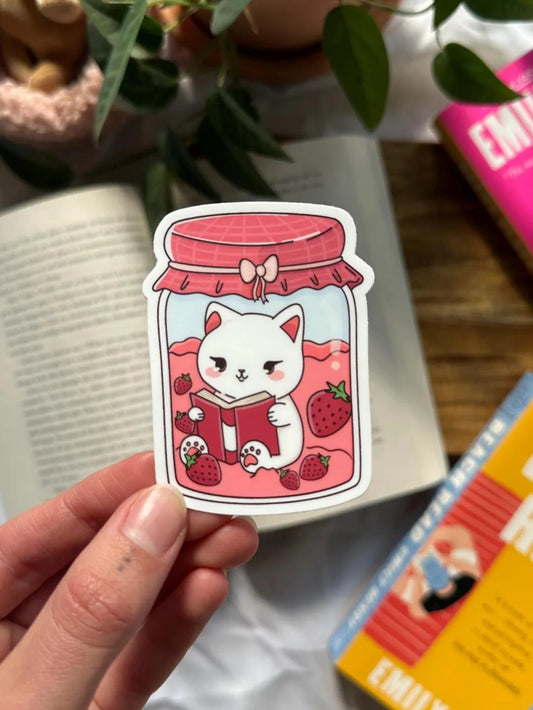Reading is my Jam Cat Sticker