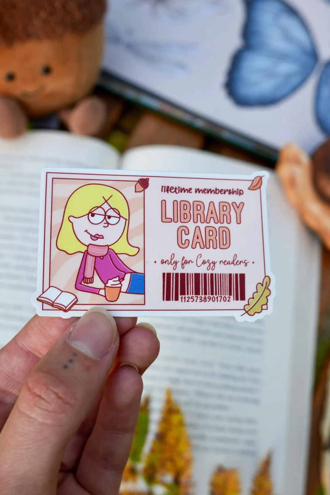 Fall Library Card Sticker