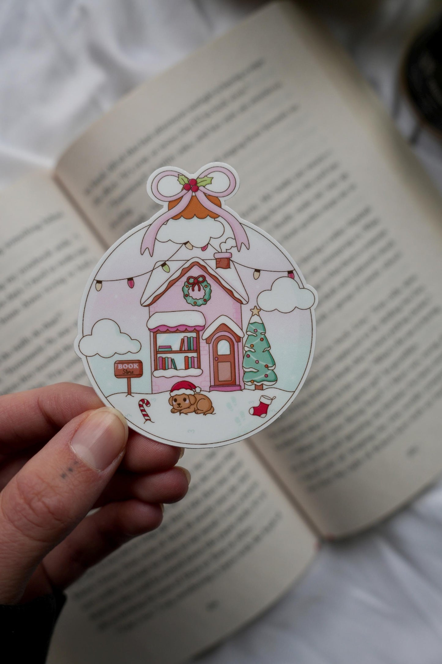 Holiday Bookstore Ornament Sticker