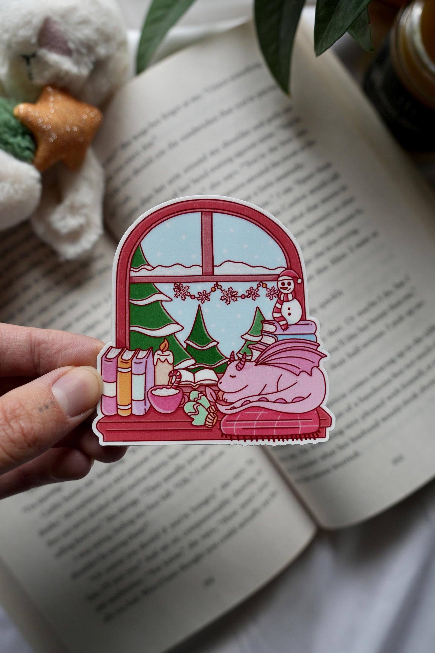 Sleeping Dragon Winter Scene Sticker