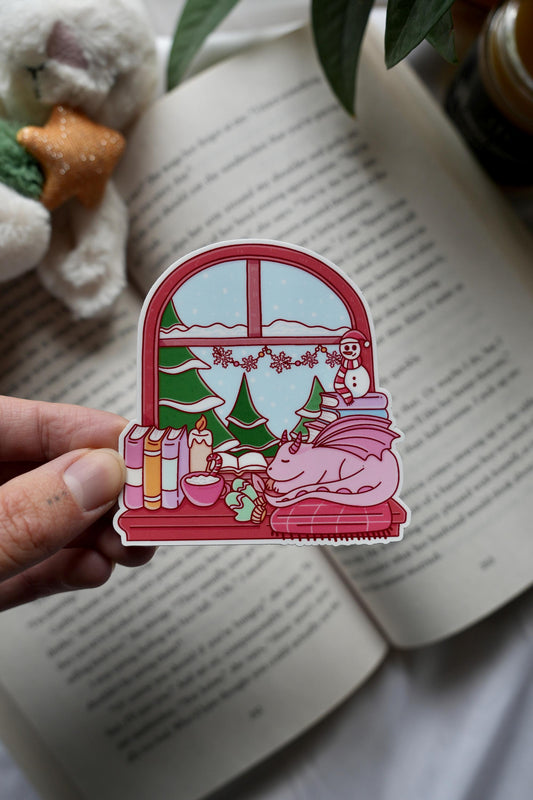 Sleeping Dragon Winter Scene Sticker