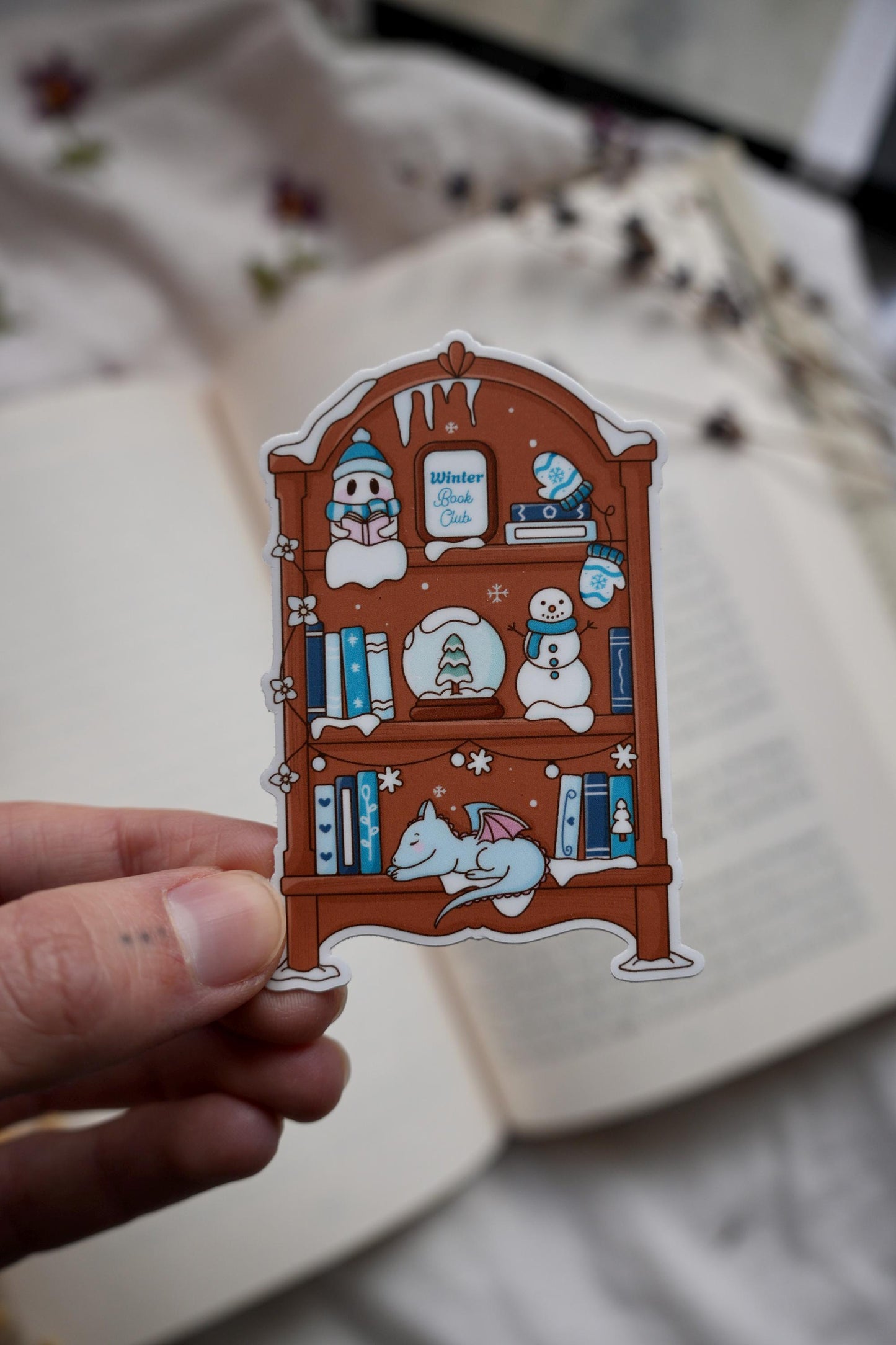 Winter Book Club Bookshelf Sticker