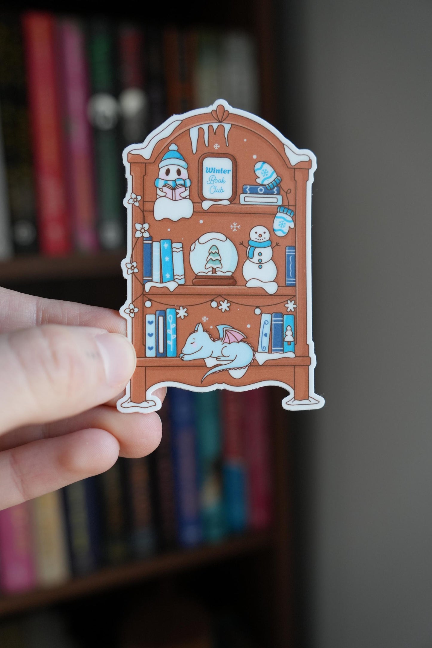 Winter Book Club Bookshelf Sticker
