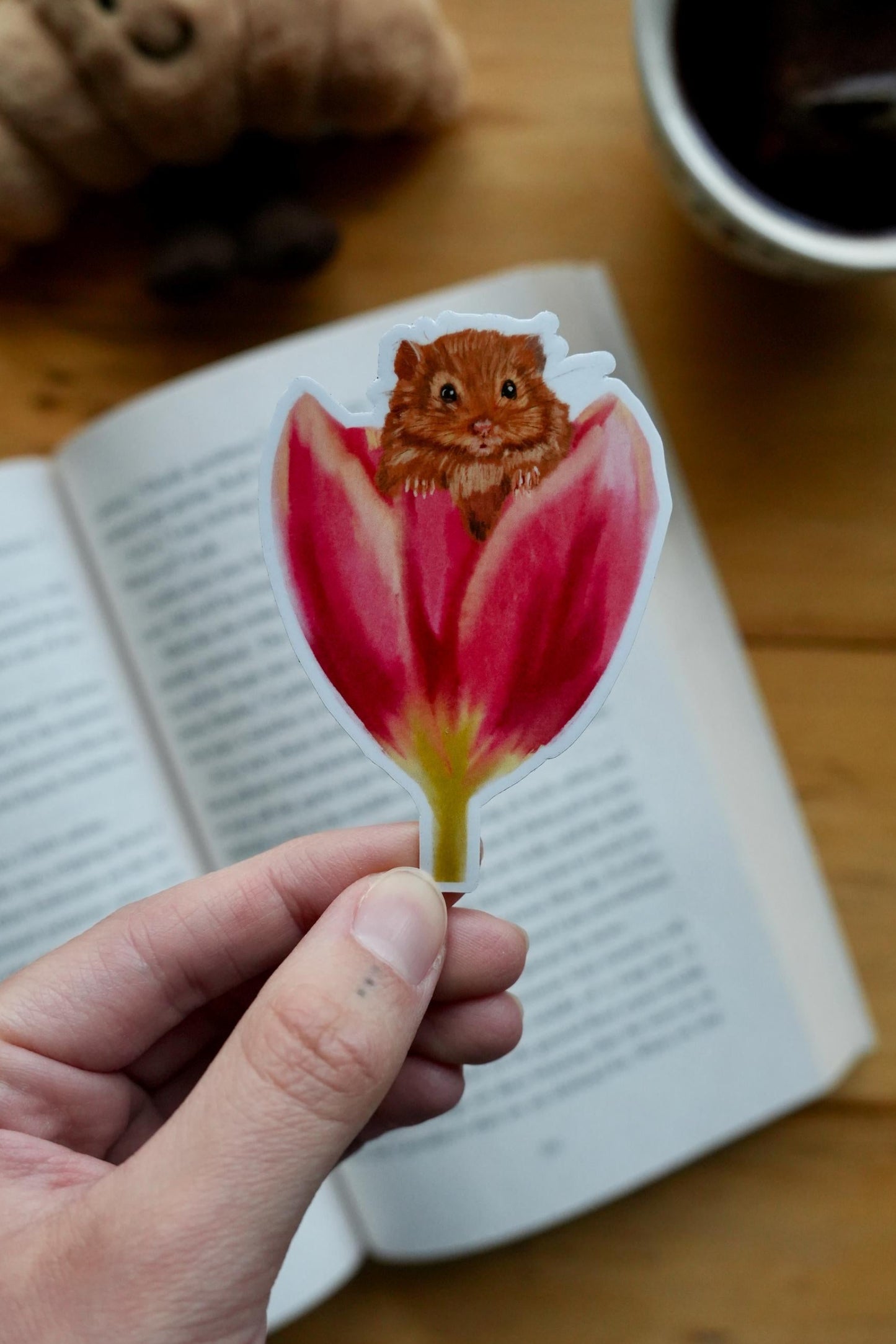 Harvest Mouse in a Tulip Sticker