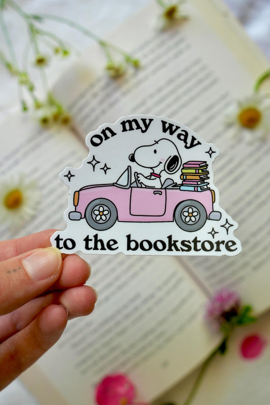 On my way to the Bookstore Snoopy Sticker