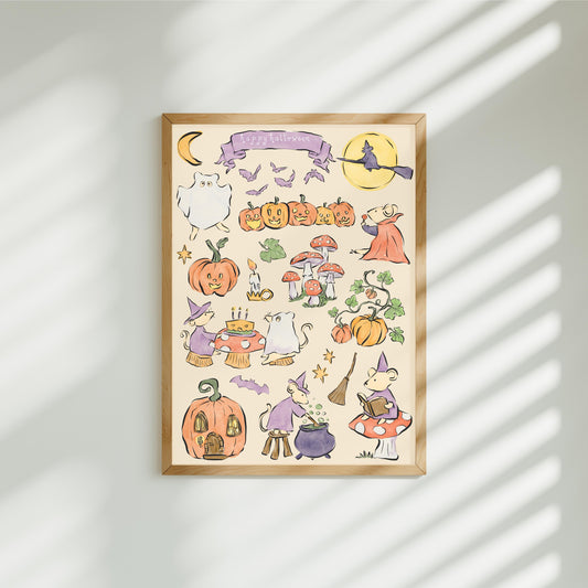 Happy Halloween Mouse Art Print 5x7
