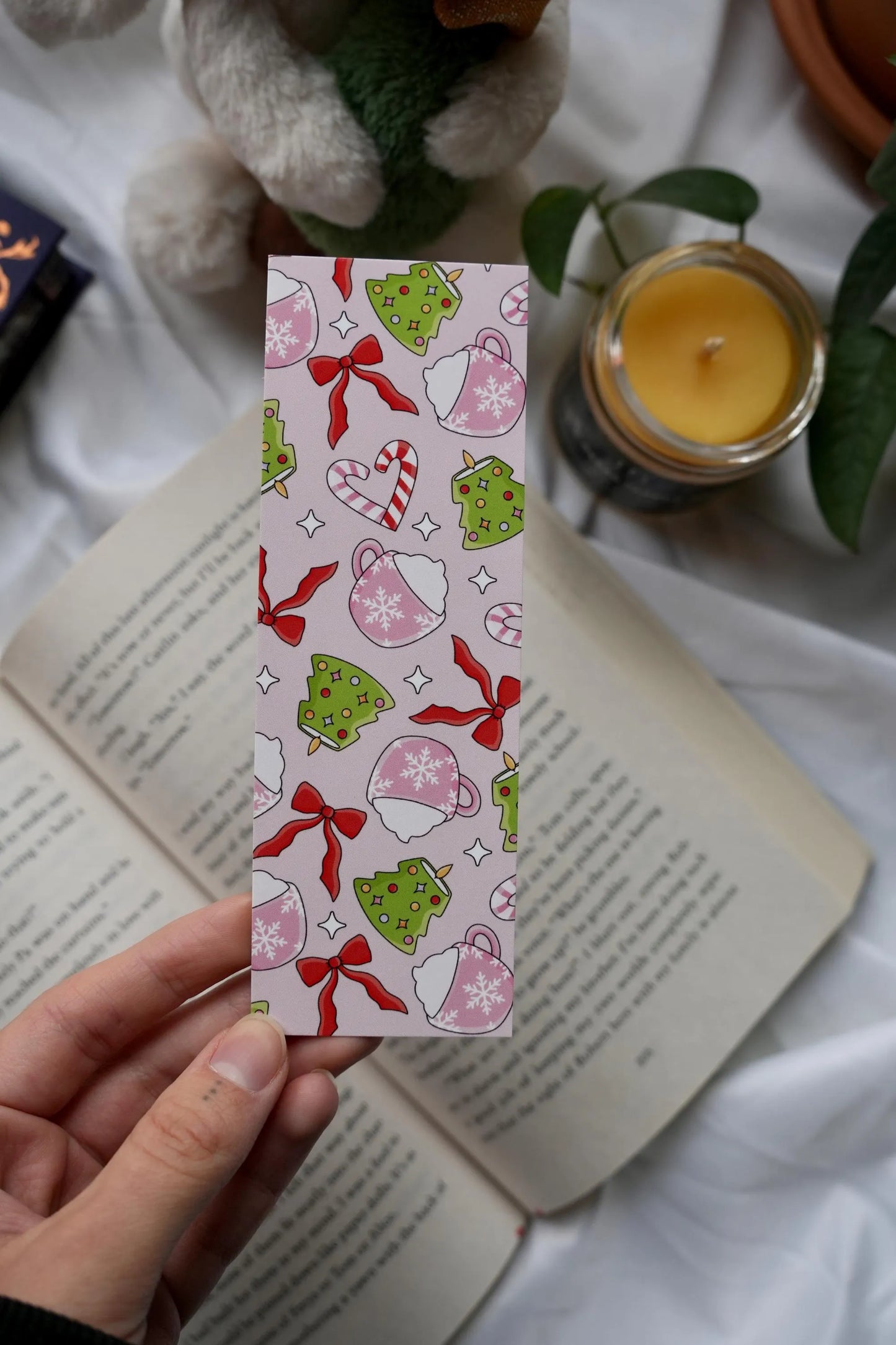Hot Cocoa, Candles and Bows Bookmark