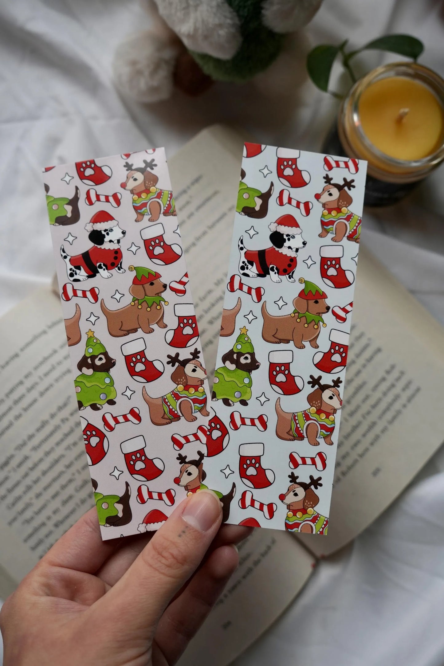 Christmas Dogs Pattern Bookmark