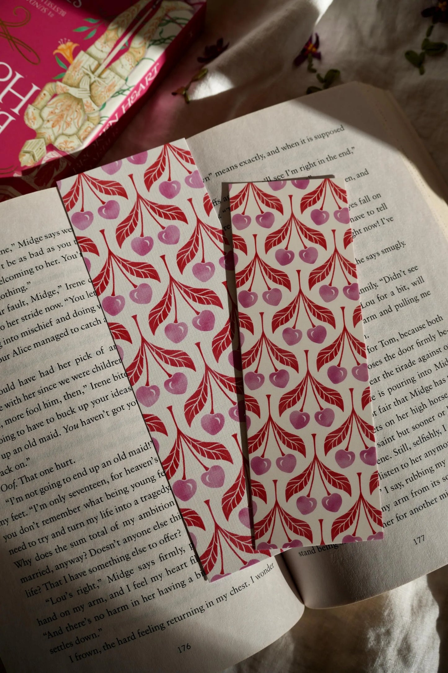 Heart Cherries Bookmark
