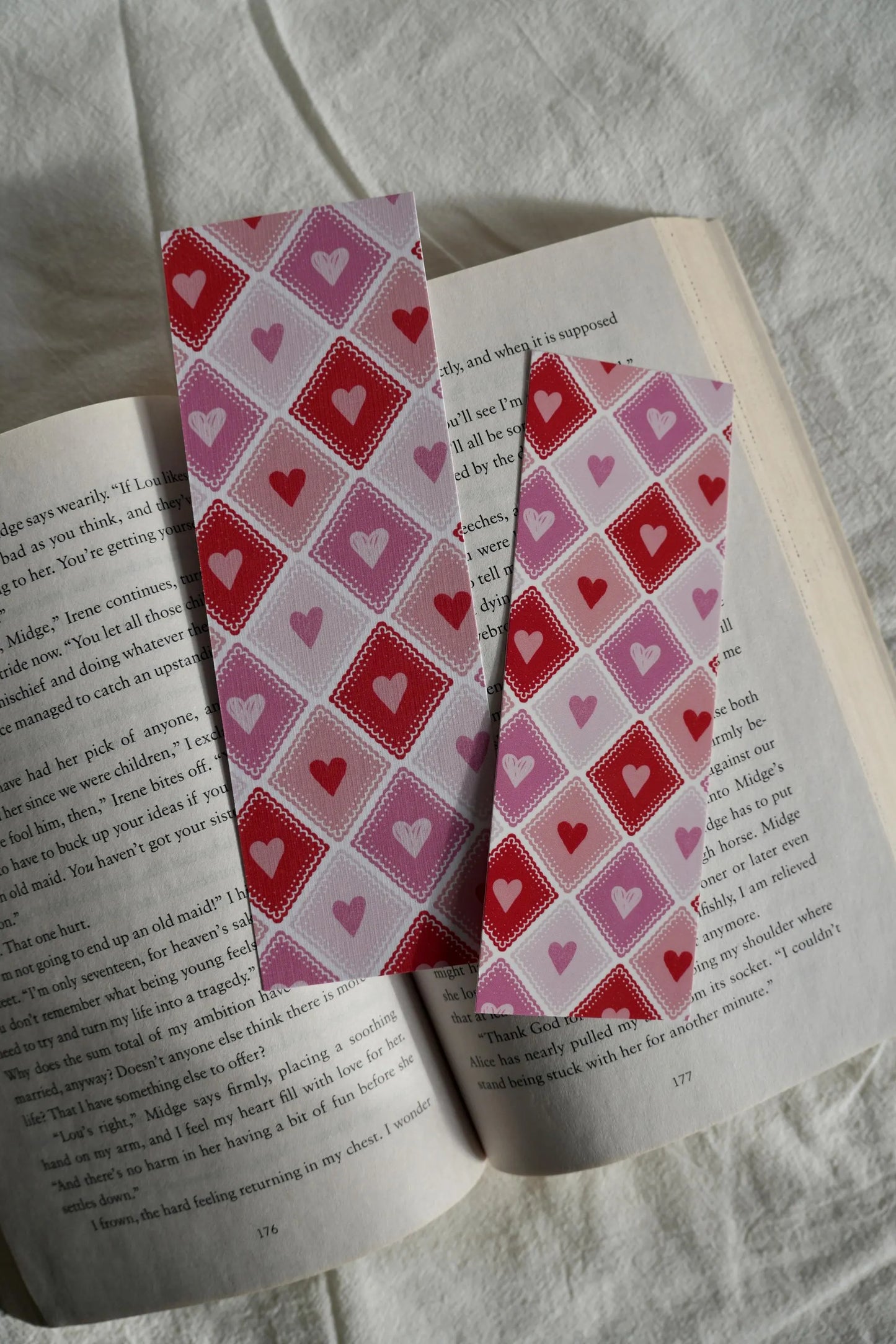 Coquette Heart Patchwork Pattern Bookmark