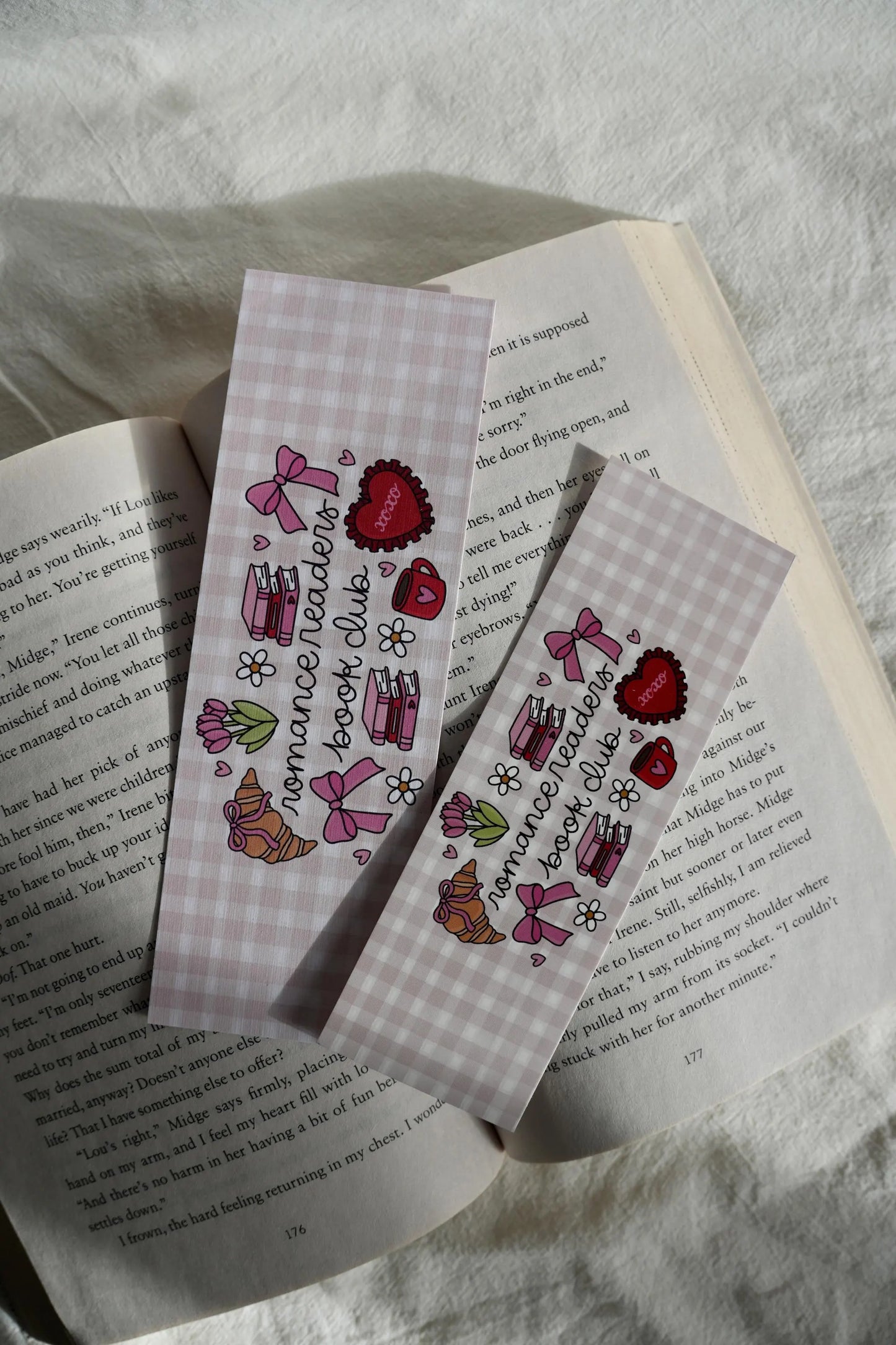 Romance Reader Book Club Gingham Bookmark