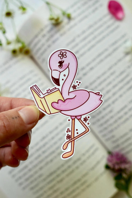 Flamingo Reading Sticker