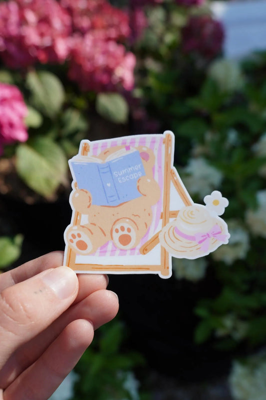 Teddy Reading Summer Sticker