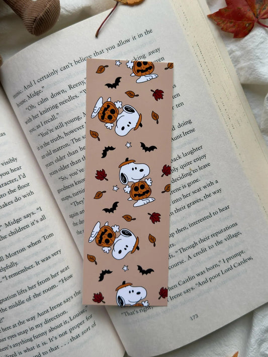 Pumpkin Dog and Bats Bookmark